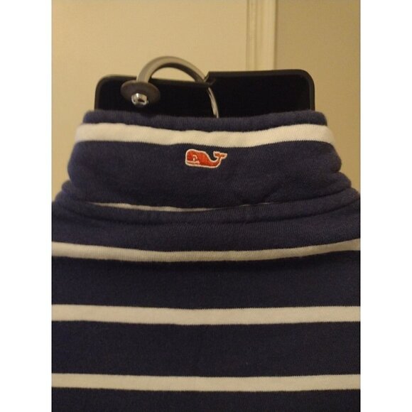 Vineyard Vines Men's Size XS Navy Blue Striped 1/4 Zip Sweater Cotton - Picture 6 of 11